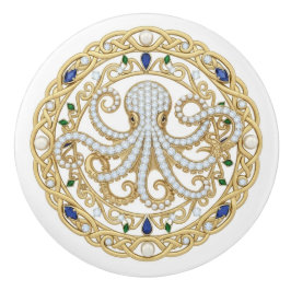 Gold Crystal Ocean Sea Octopus 2D graphic gemstone セラミックノブ
