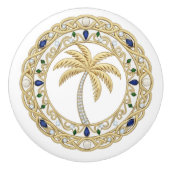 Gold Crystal Palm Tree 2Dgraphic Ocean Beach House セラミックノブ (正面)