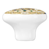 Gold Crystal Peacock Bird 2D graphic gemstones セラミックノブ (側面)