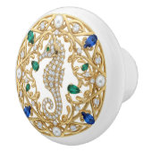 Gold Crystal Seahorse 2Dgraphic gemstone Sea Horse セラミックノブ (右)
