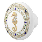 Gold Crystal Seahorse 2Dgraphic Ocean Sea Horse セラミックノブ (右)
