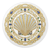 Gold Crystal Seashell Shell 2D graphic gemstones セラミックノブ (正面)