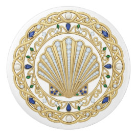 Gold Crystal Seashell Shell 2D graphic gemstones セラミックノブ