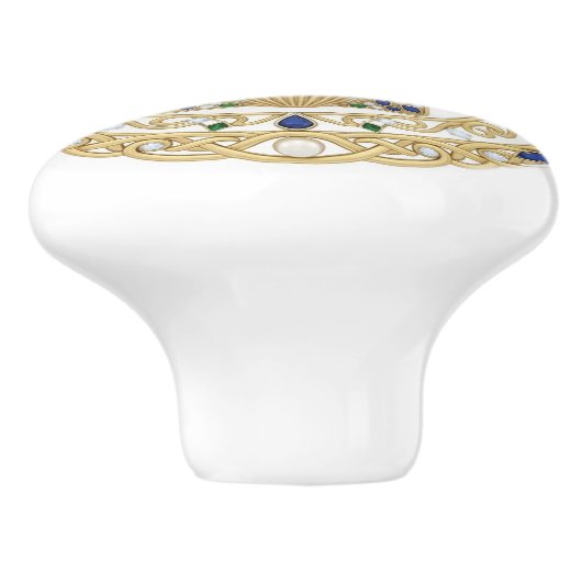 Gold Crystal Seashell Shell 2D graphic gemstones セラミックノブ (側面)