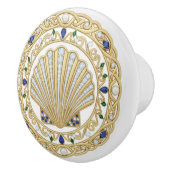 Gold Crystal Seashell Shell 2D graphic gemstones セラミックノブ (右)