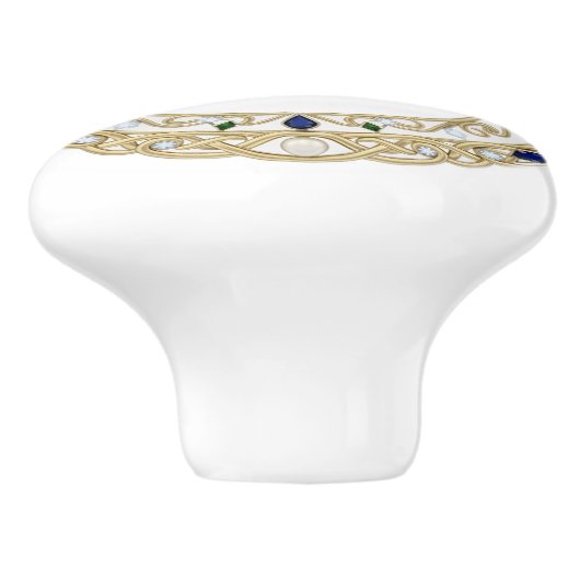 Gold Crystal Ship Captain's Hat 2Dgraphic Nautical セラミックノブ (側面)