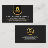 Gold Curved Border Line Chauffeur 名刺 (正面/裏面)