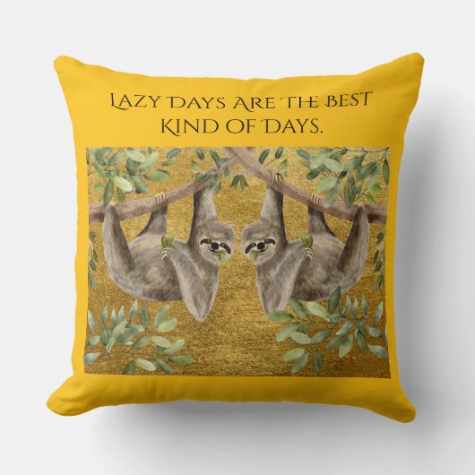 Gold Cushion - Sloths クッション (正面)