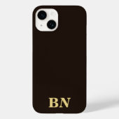 Gold custom initials minimalist brown Case-Mate iPhoneケース (裏面)