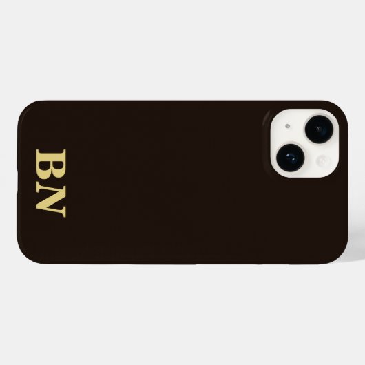 Gold custom initials minimalist brown Case-Mate iPhoneケース (裏面 (横))