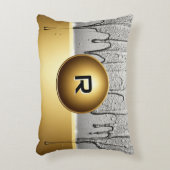 Gold Custom Metallic Chrome Name Drip Effect  アクセントクッション (正面(垂直))