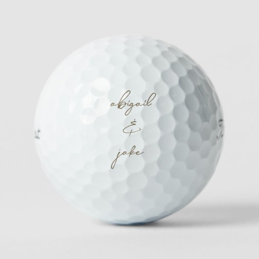 Gold Custom Script Names Wedding Titleist Pro  ゴルフボール (正面)