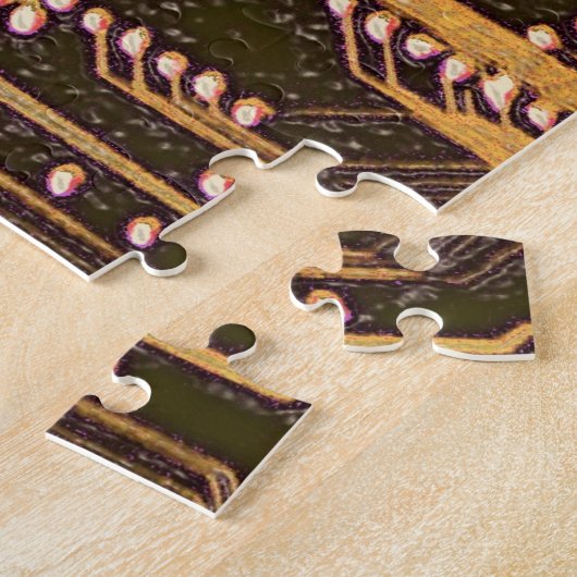 Gold Cyber Circuit Board Tech Electronics ジグソーパズル (側面)