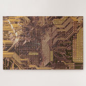 Gold Cyber Circuit Board Tech Electronics ジグソーパズル (横)