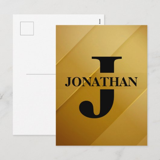 Gold Dad Initial Name Appreciation Design シーズンポストカード (正面/裏面)