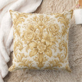 Gold Damask Floral クッション (ブランケット)