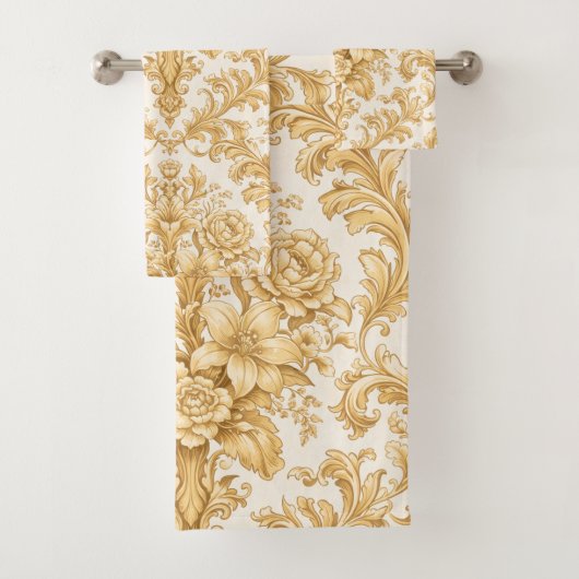 Gold Damask Floral バスタオルセット (インサイチュ)