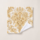 Gold Damask Floral バスタオルセット (ウォッシュタオル)