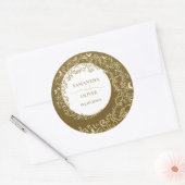 Gold Damask Wedding ラウンドシール (封筒)