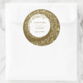 Gold Damask Wedding ラウンドシール (バッグ)