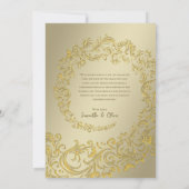 Gold Damask Wedding Thank You Photo Card サンキューカード (裏面)