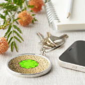 Gold Damask with a faux peridot gemstone キーホルダー (側面)