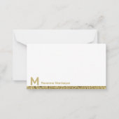 Gold Decorative Lined Modern Monogram Name ノートカード (正面)
