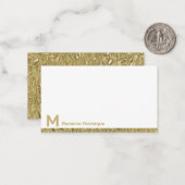 Gold Decorative Lined Modern Monogram Name ノートカード (正面/裏面インサイチュ)