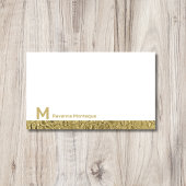 Gold Decorative Lined Modern Monogram Name ノートカード
