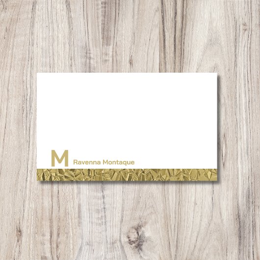 Gold Decorative Lined Modern Monogram Name ノートカード