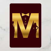 Gold Deep Burgundy Casino Vegas Poker Wedding 箔招待状 (裏面)