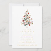 Gold Delicate Minimalist Winter Christmas Tree 招待状 (正面)