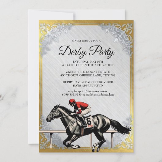 Gold Derby Horse Racing Party Invitation 2026 招待状 (正面)