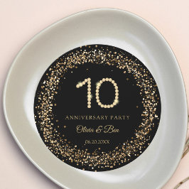 Gold Diamond 10th Anniversary charger plate insert 招待状