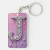 Gold Diamond Letter J Custom Name Keychain Gift キーホルダー (裏面)