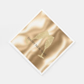 Gold Diamond Sparkle Champagne Glasses New Year's スタンダードランチョンナプキン (角)