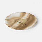 Gold Diamond Sparkle Champagne Glasses New Year's ペーパープレート (アングル)