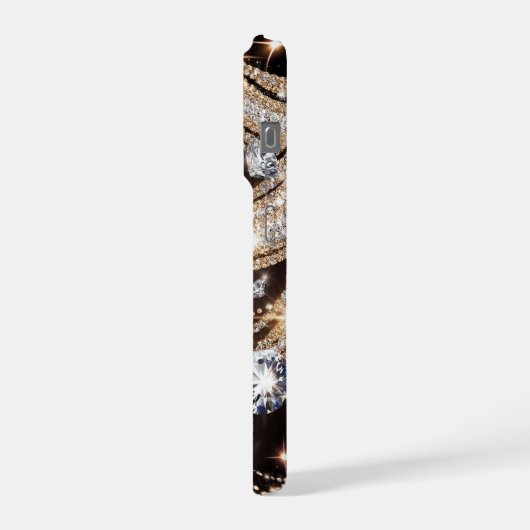 💎 Gold Diamond Waves ✨ Luxe Shimmer Abstract 💎 iPhoneケース (左側面)