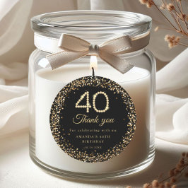 Gold Diamonds 40th Birthday Thank you Sticker ラウンドシール