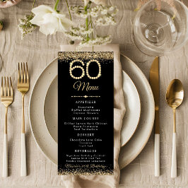 Gold Diamonds 60th Birthday Dinner Flat Menu メニュー
