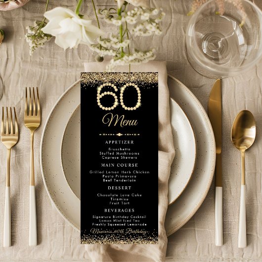 Gold Diamonds 60th Birthday Dinner Flat Menu メニュー