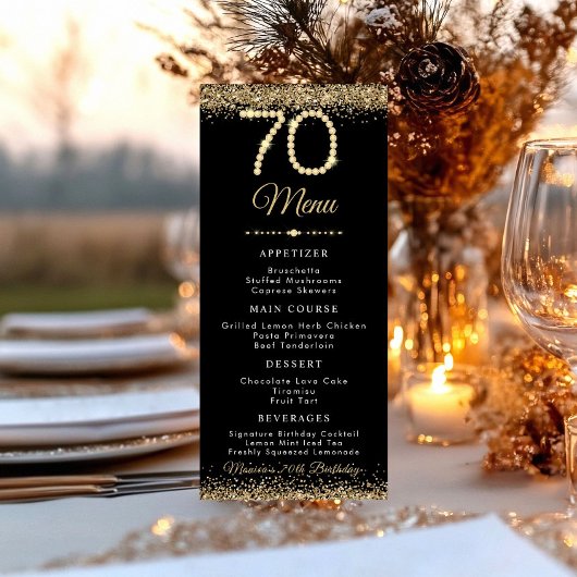 Gold Diamonds 60th Birthday Dinner Flat Menu メニュー