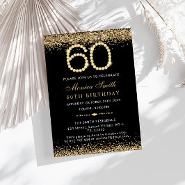 Gold Diamonds 60th Birthday Party Invitation サンキューカード