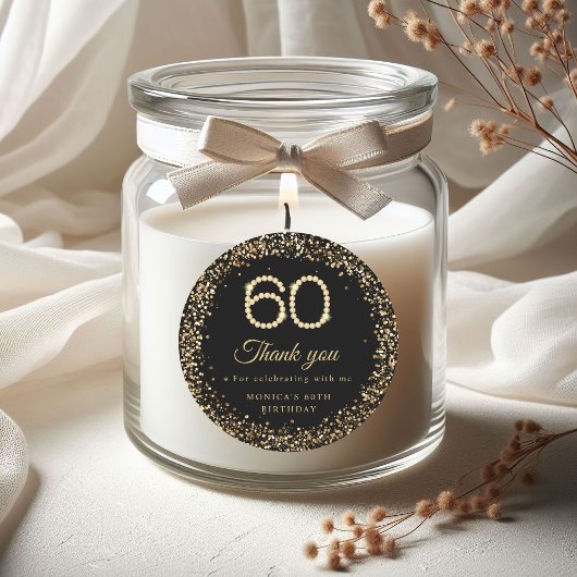 Gold Diamonds 60th Birthday Thank you Sticker ラウンドシール