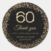 Gold Diamonds 60th Birthday Thank you Sticker ラウンドシール (正面)
