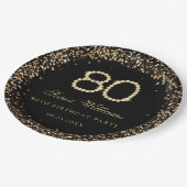 Gold Diamonds 80th Birthday Party Paper Plate ペーパープレート (アングル)
