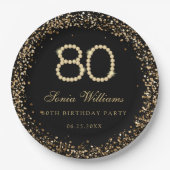 Gold Diamonds 80th Birthday Party Paper Plate ペーパープレート (正面)