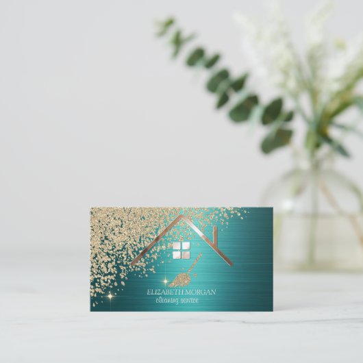 Gold Diamonds Broom House Green Metallic 名刺 (スタンド正面)