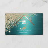 Gold Diamonds Broom House Green Metallic 名刺 (正面)