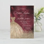 Gold Diamonds Dress Dark Red Bridal Luncheon 招待状 (スタンド正面)